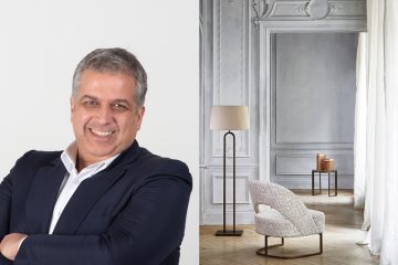 Hugues Chevalier - Frédéric Taieb - Mobilier art déco - Fauteuil en tissu art deco - piétement en métal - Lampadaire finition bronze - Mobilier contemporain - savoir faire Français - Signatures Singulières Magazine