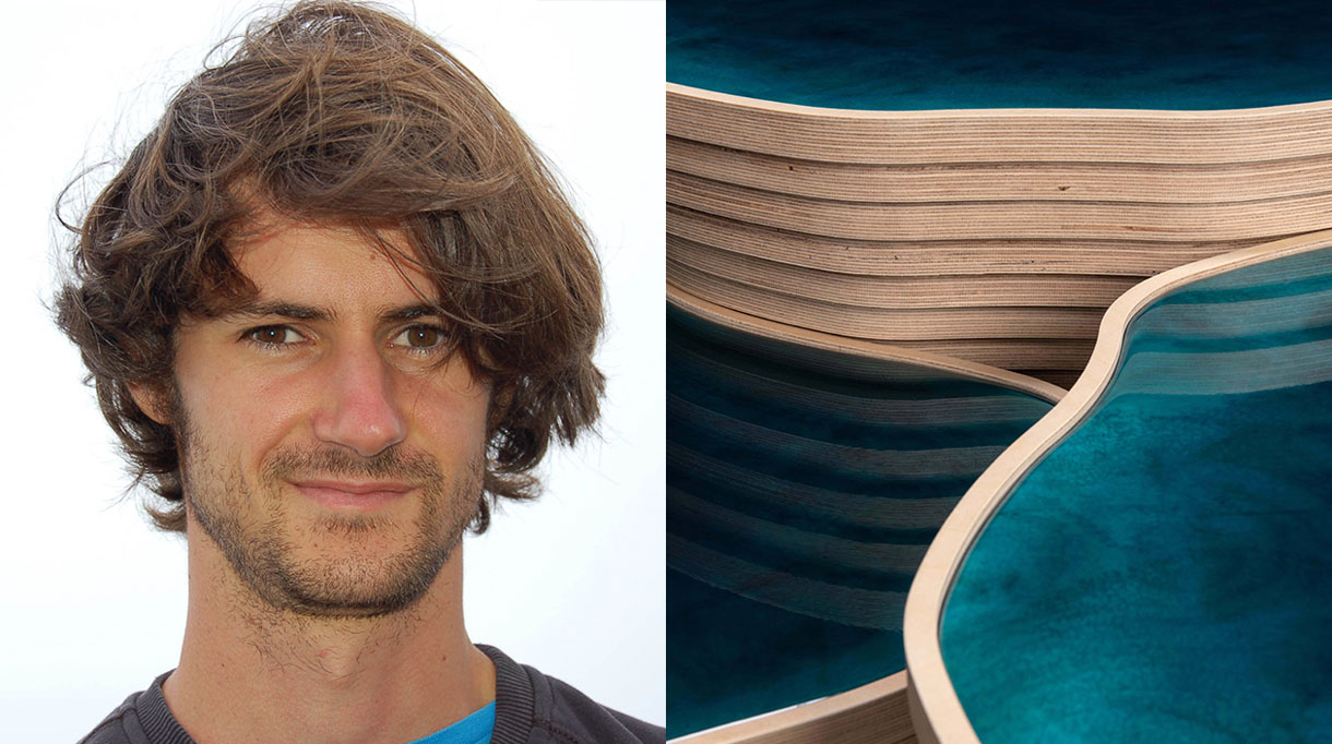 Signatures Singulières - Julien Lagueste - designer- table basse en resine bleue Souvenir des iles