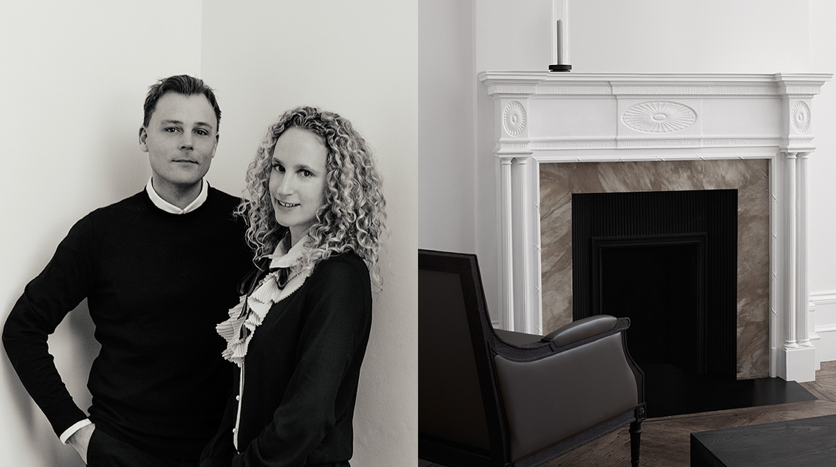 Guillaume Alan - Architecte d'intérieur - Emilie Le Corre - Appartement à Hyde Park à Londres - Cheminée blanche - Fauteuil en cuir noir - Parquet ancien - Signatures Singulières - Magazine digital des talents Français