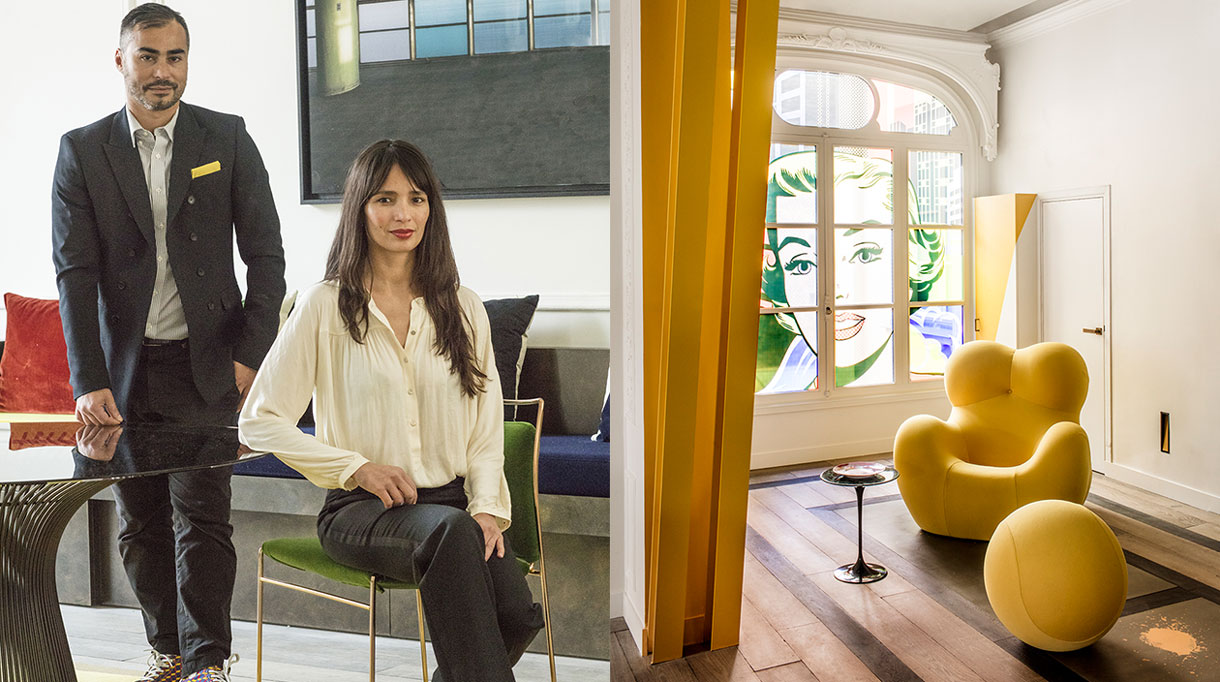 Oscar Lucien Ono - Architecte d'interieur - Maison numéro 20 - Appartement haussmannien - décoration - Karim Ceballos (KJS Architecture) - fauteuil jaune "La Mama" de Gaetano Pesce - Tapis jaune - Singulières - Magazine digital des talents Français