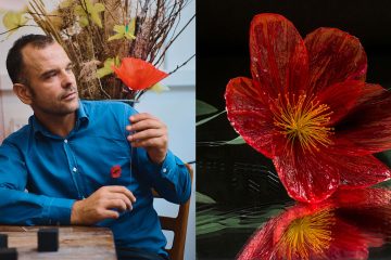 william amor - créateur upcycleur de fleurs artificielles - atelier créations messagères - Artiste plasticien - sacs plastiques recyclés - bouteille plastique recyclées - fleur rouge - coquelicot - savoir-faire français - Singulières - Magazine digital des talents Français