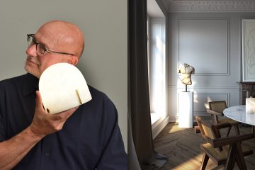 atelier alain ellouz - lampe en albatre - table knoll - chaise pierre jeanneret - signatures singulieres