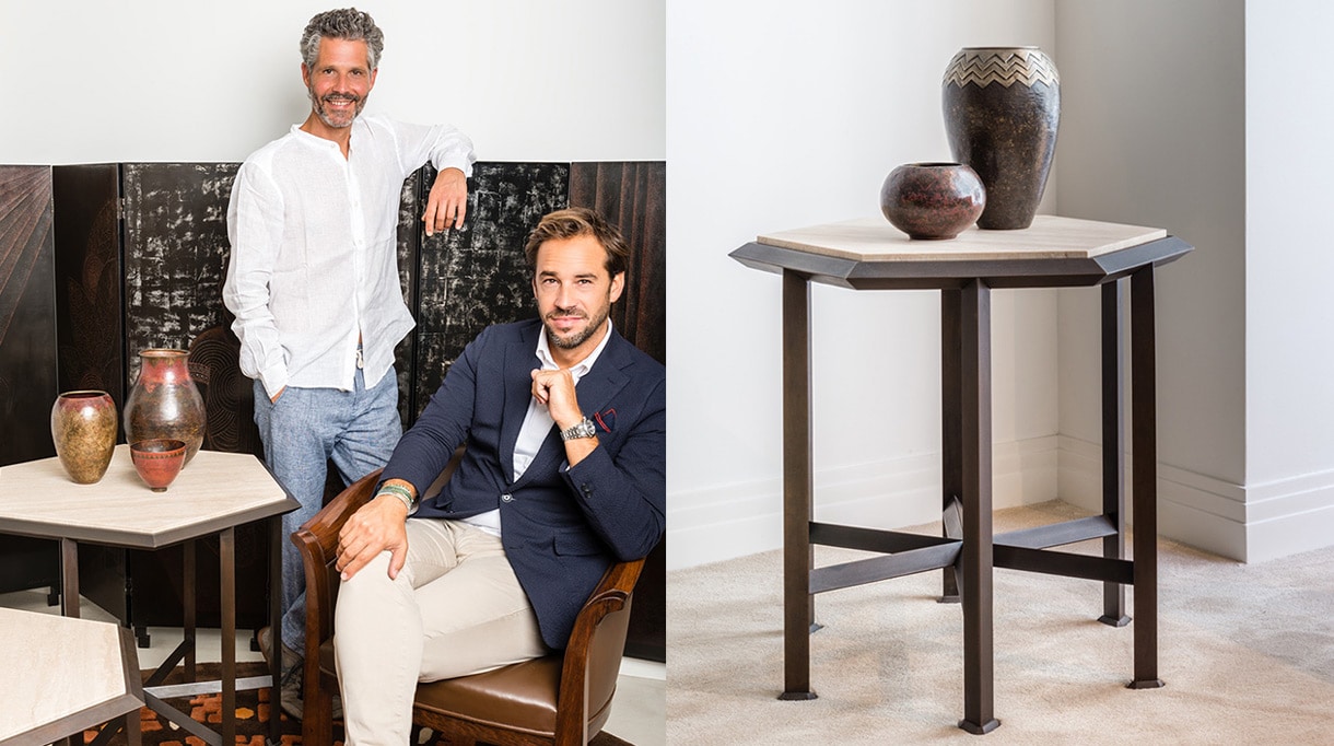 nicolas aubagnac - collection de mobilier de nicolas aubagnac pour la galerie marcilhac - designer - galerie marcilhac - felix -marcilhac - mobilier art déco - gueridon en bronze et travertin - tapis leuleu - fauteuil pierre chareau - paravent jean dunand - vase claudius linossier - signatures Singulières Magazine - magazine digital des talents français