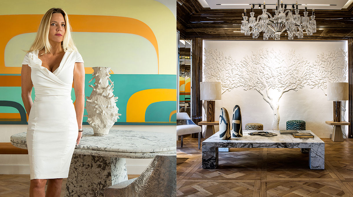 galerie stephanie coutas - galerie d'art - stephanie coutas - architecte d'interieur - lustre baccarat - table en marbre - œuvre picturale de Joanna Pousette-Dart - parquet de versailles - signatures Singulières Magazine - magazine digital des talents français -