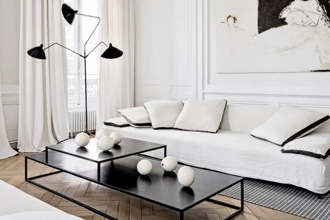editions serge mouille - luminaire art deco - lampadaire 3 bras en acier noir - maison hand - signatures singulieres magazine