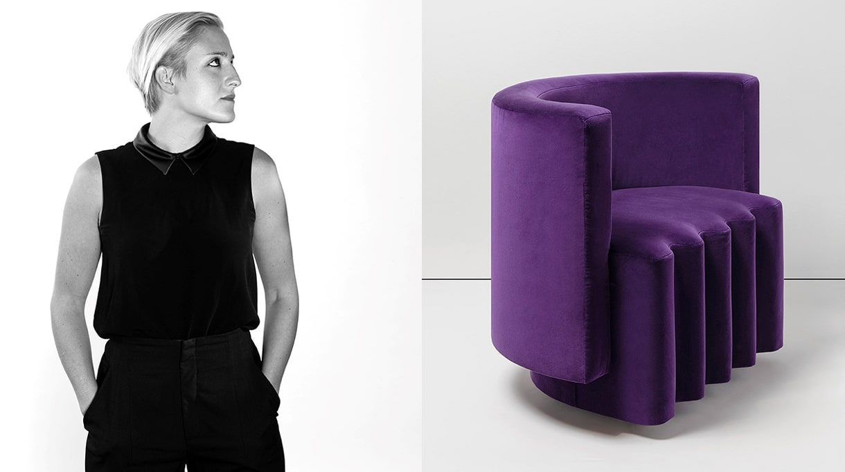 victoria wilmotte -silvera - tissu pierre frey - canape velours violet - Signatures Singulières Magazine